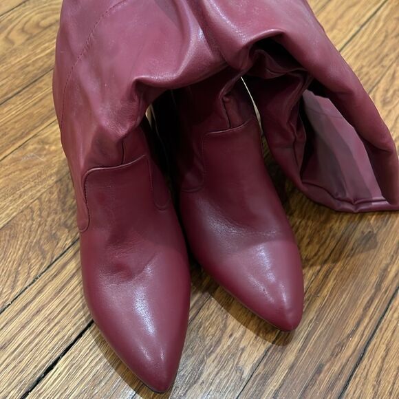 Burgundy Heeled Boots with Slouchy Shaft - Picture 3 of 3